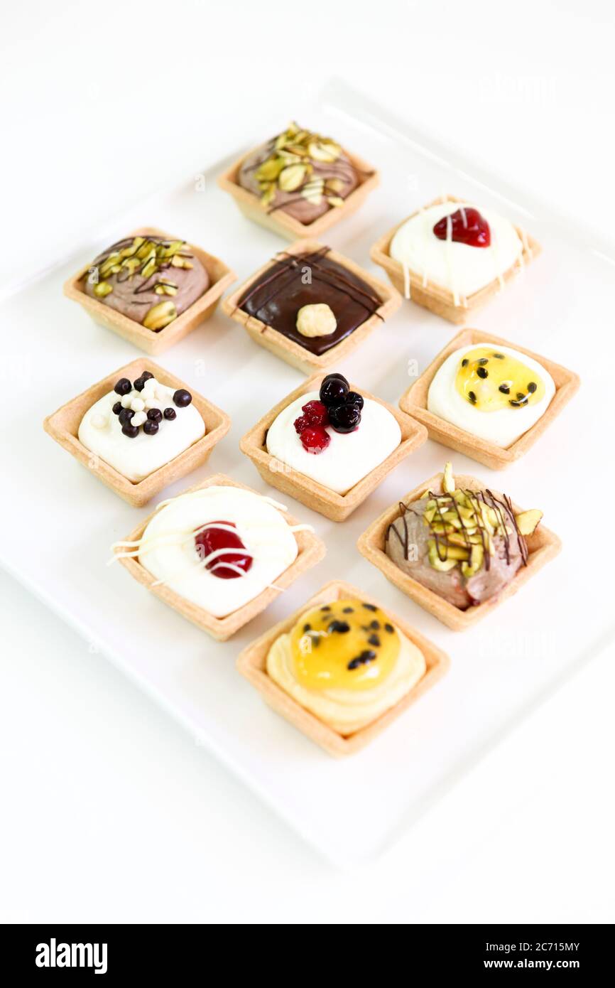 Tartelettes (smal tarts) various flavours Stock Photo