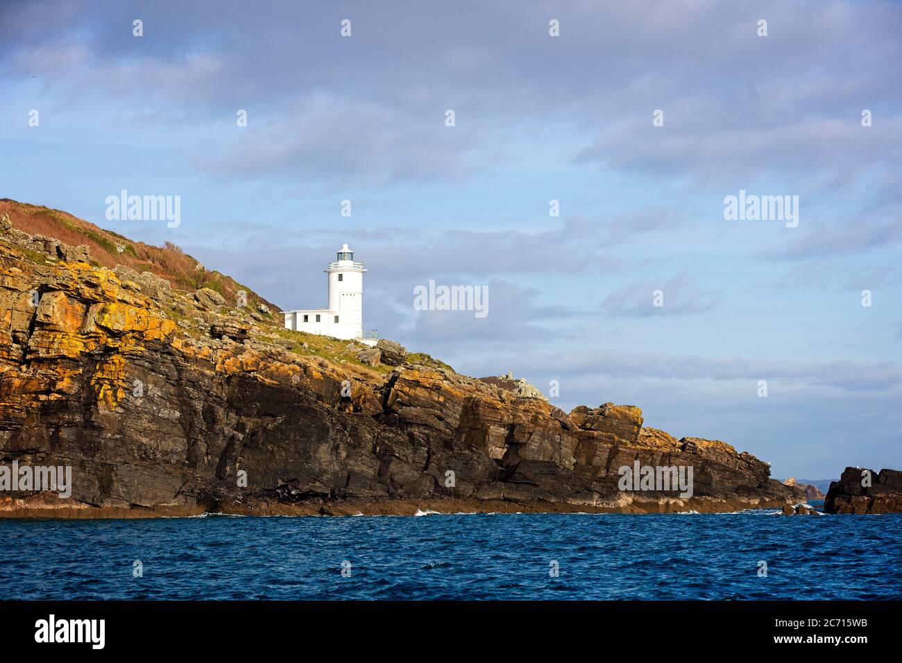 Tater Du Lighthouse, Cornwall, England, UK. Stock Photo