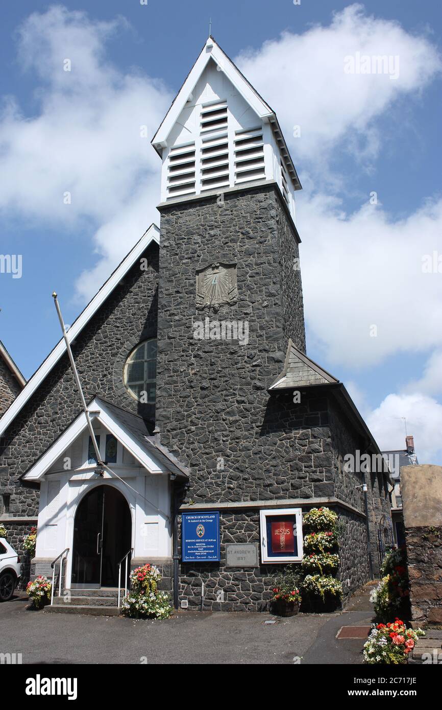 Channel Islands. Guernsey. St. Peter Port. Scottish church of St. Andrews on the Grange. Stock Photo