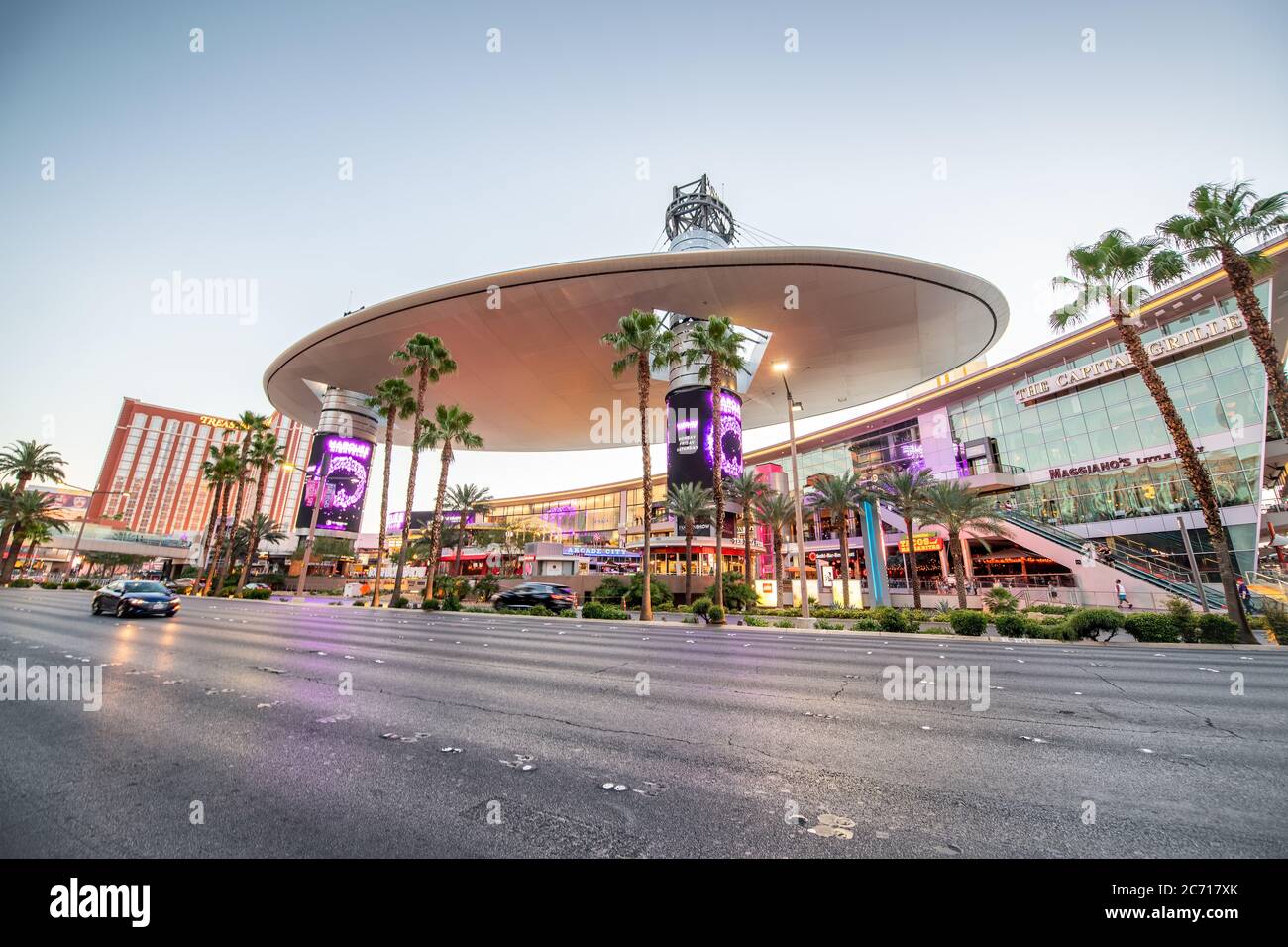 LAS VEGAS JUNE 27, 2019 Fashion Mall and The Strip at sunset Stock