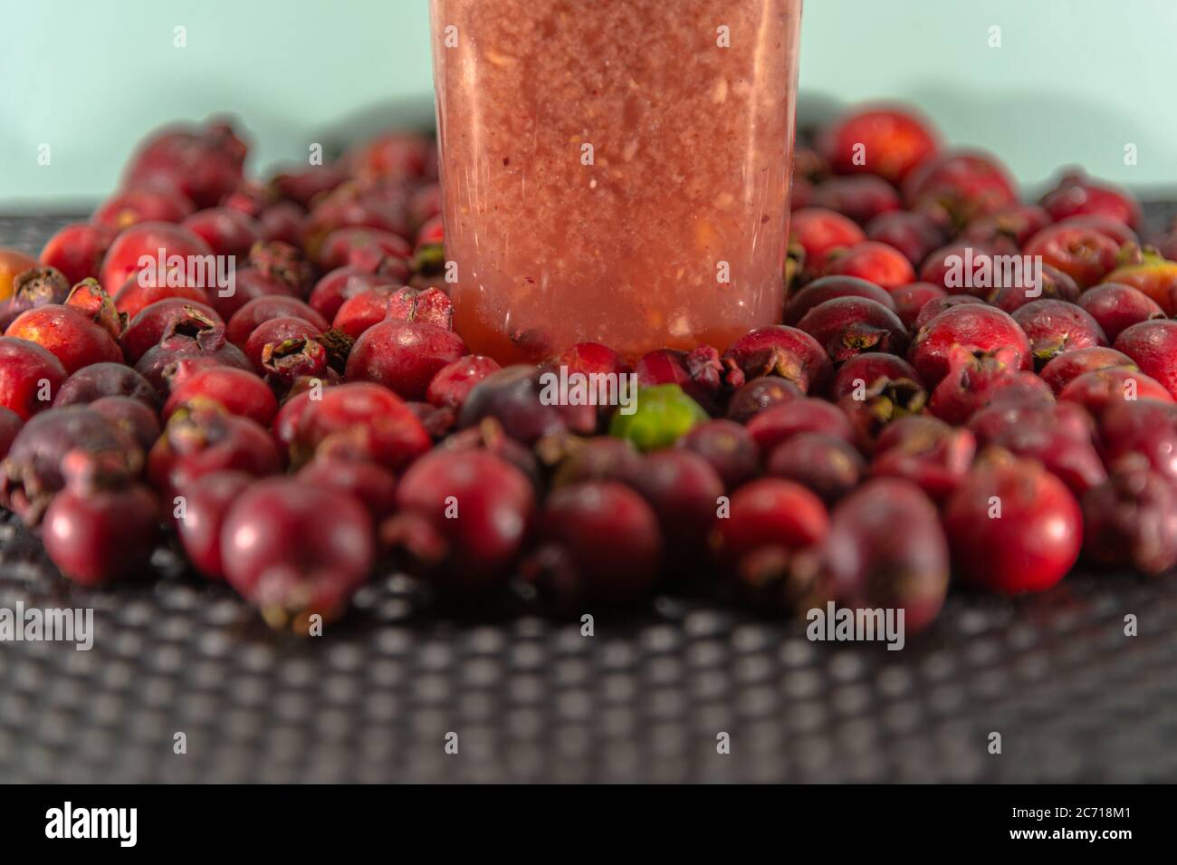 Araçá Rosa Juice (Psidium cattleianum). Red fruits. Brazilian fruit