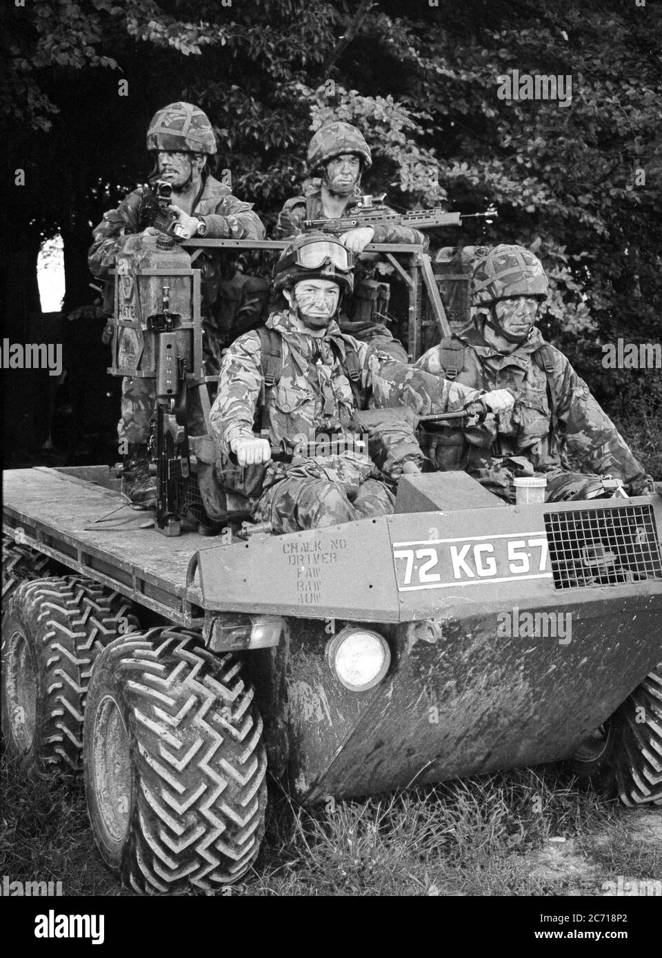 British Army on Salisbury Plain circa 1992. Wiltshire UK. Stock Photo