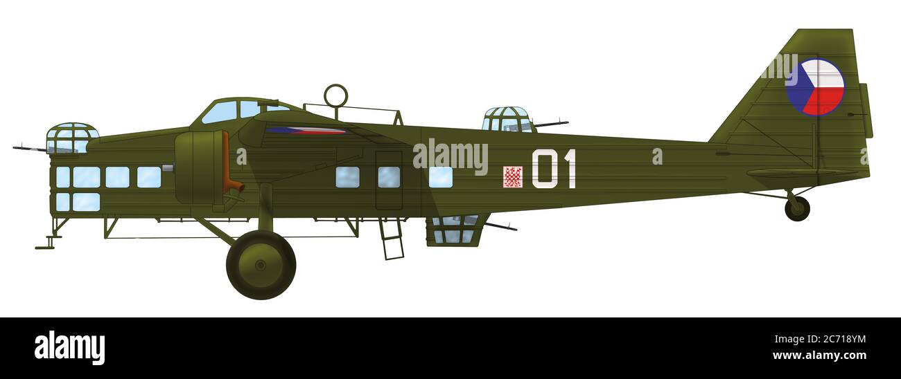 Aero MB.200 (licensed Bloch MB.200) of the Flight 84 of the Air Regiment 5 of the Czechoslovak Army Air Force, 1938 Stock Photo
