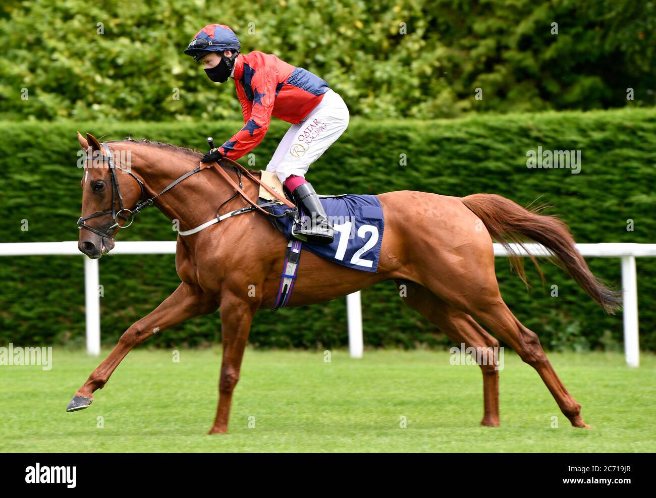 Stanford ridden by Oisin Murphy wins the Sky Sports Racing 415 Handicap at Windsor Racecourse. Stock Photo