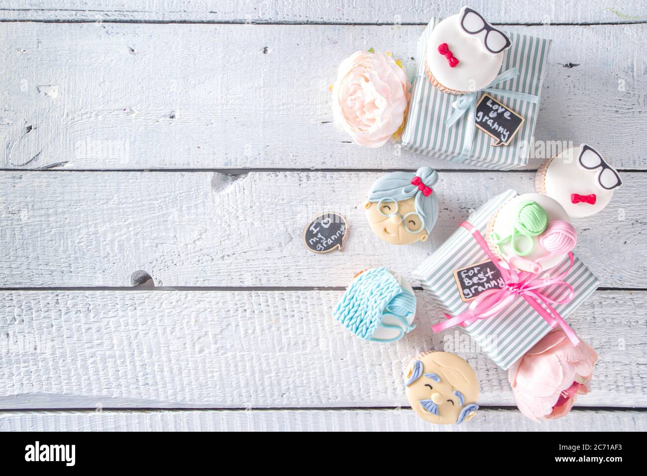 Download Grandparents Day Holiday Concept Grandmother And Grandfather Day Greeting Background Sweet Homemade Cupcakes For Grandma And Grandpa With I Love Yo Stock Photo Alamy
