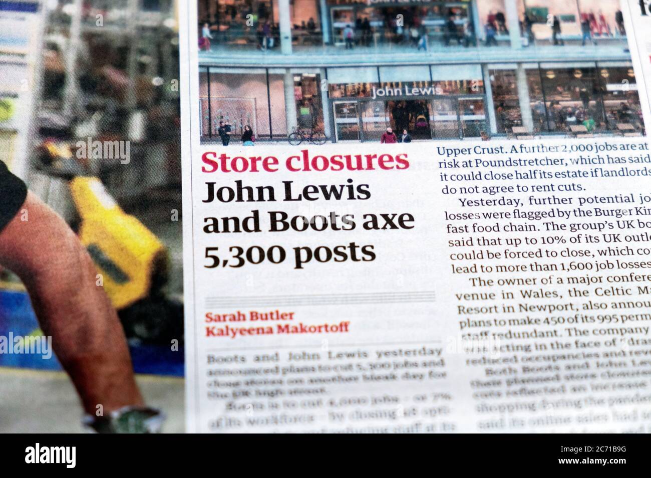 "Store closures John Lewis and Boots axe 5,300 posts" newspaper