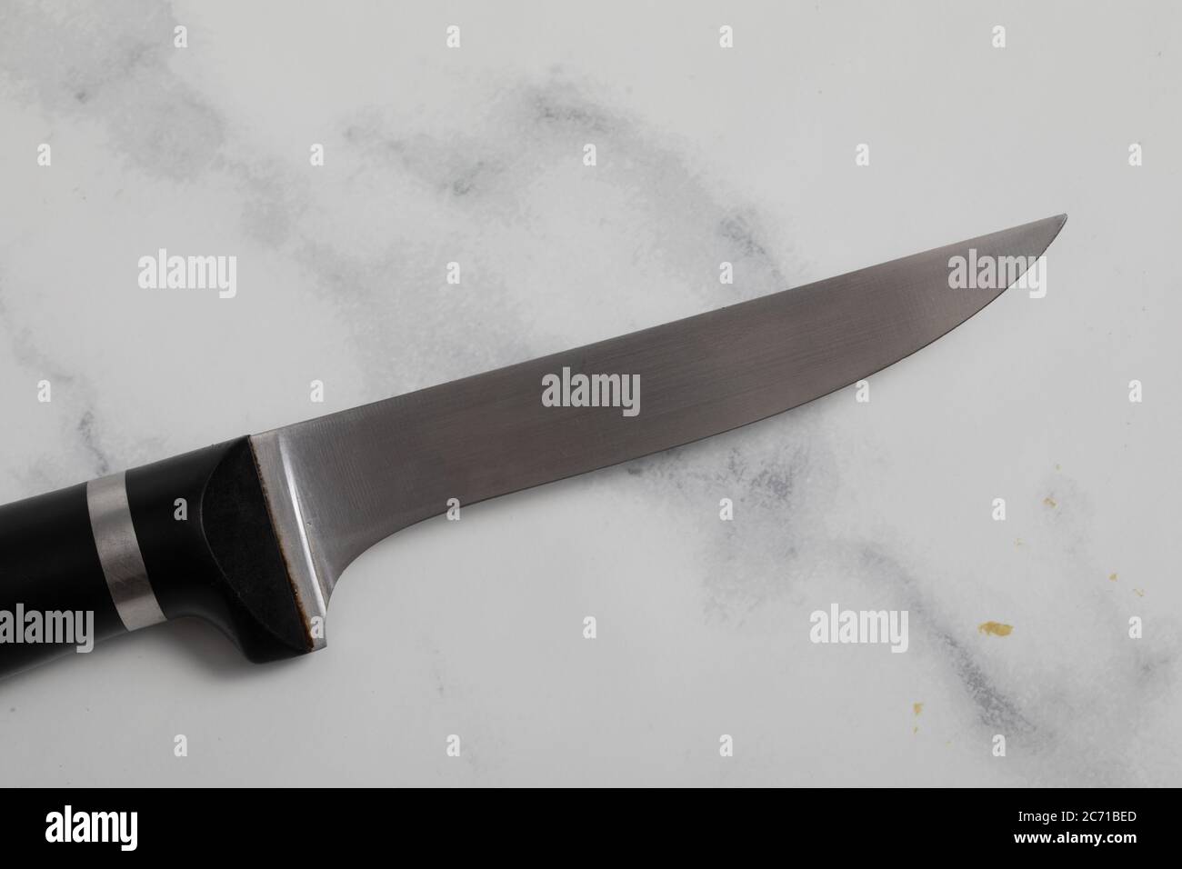A Professional Isolated Kitchen Knife On A White Marble Background Steel Kitchenware Stock Photo Alamy