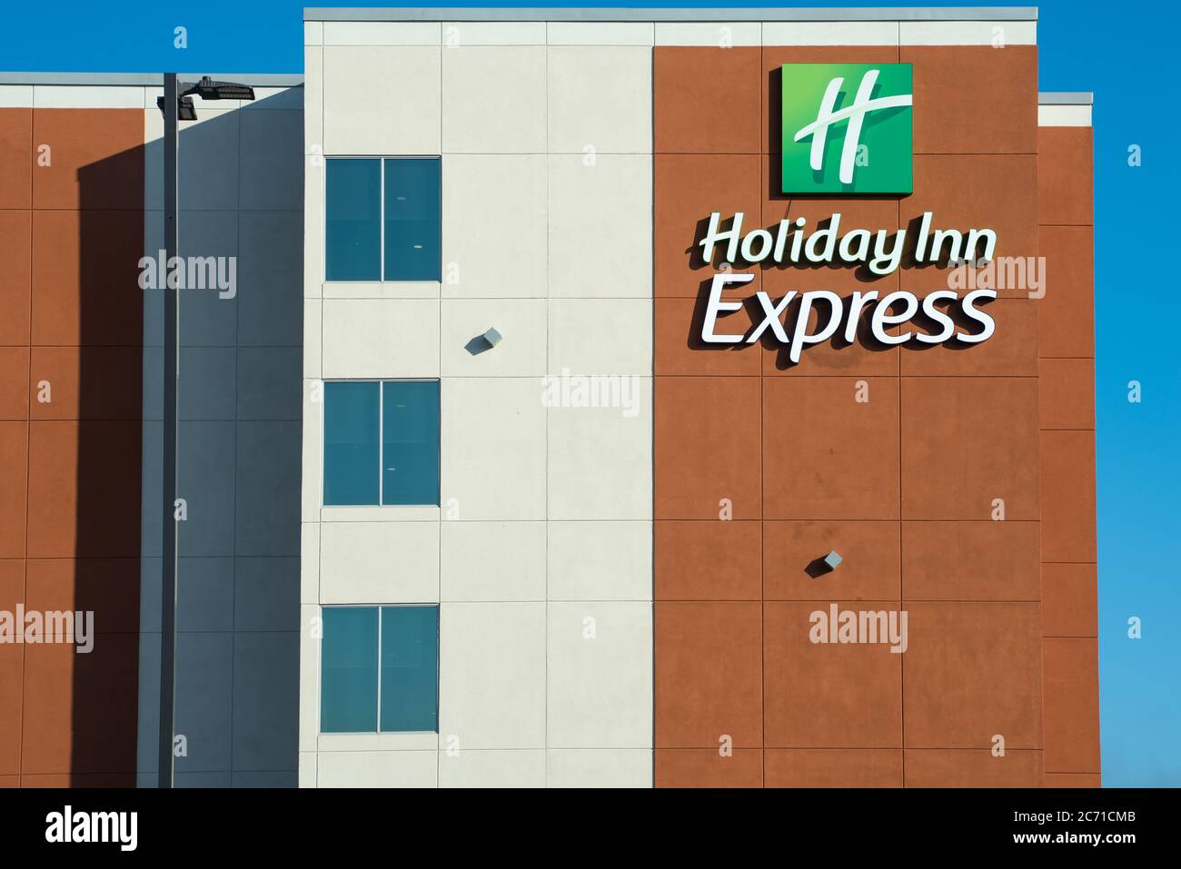 Exterior view of a Holiday Inn Express sign Stock Photo