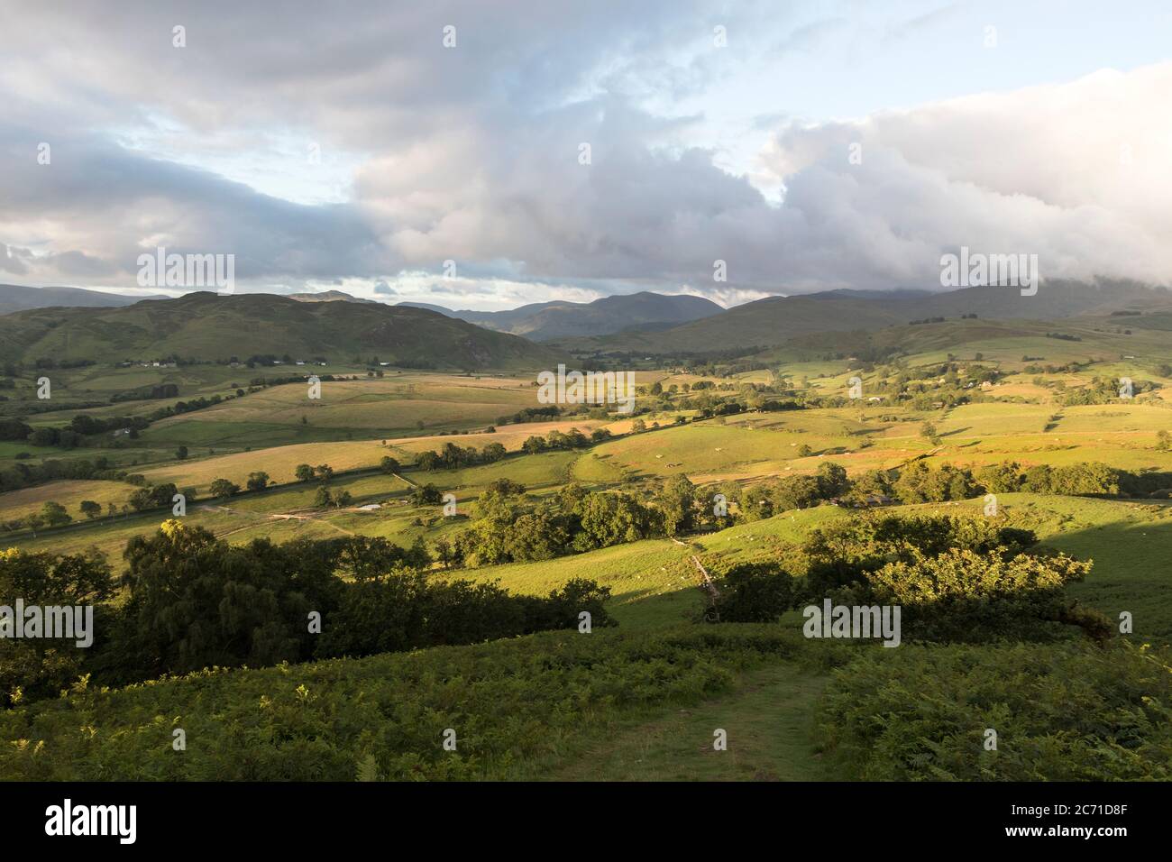 The View south from Great Mell Fell towards Gawbarrow Fell and the Hills Above Patterdale, Lake District, Cumbria, UK Stock Photo
