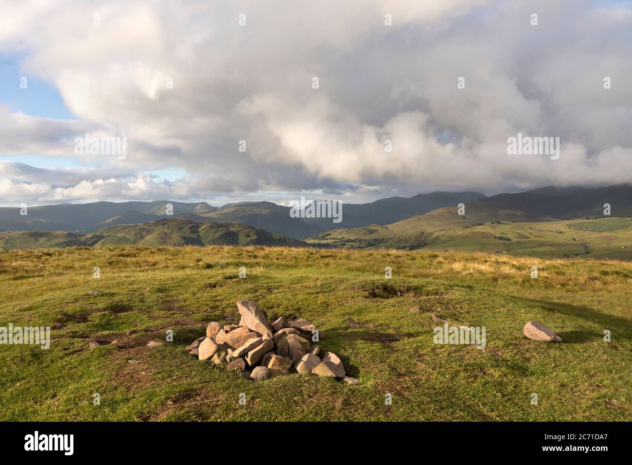 The Summit of Great Mell Fell and the View South, Lake District, Cumbria, UK Stock Photo