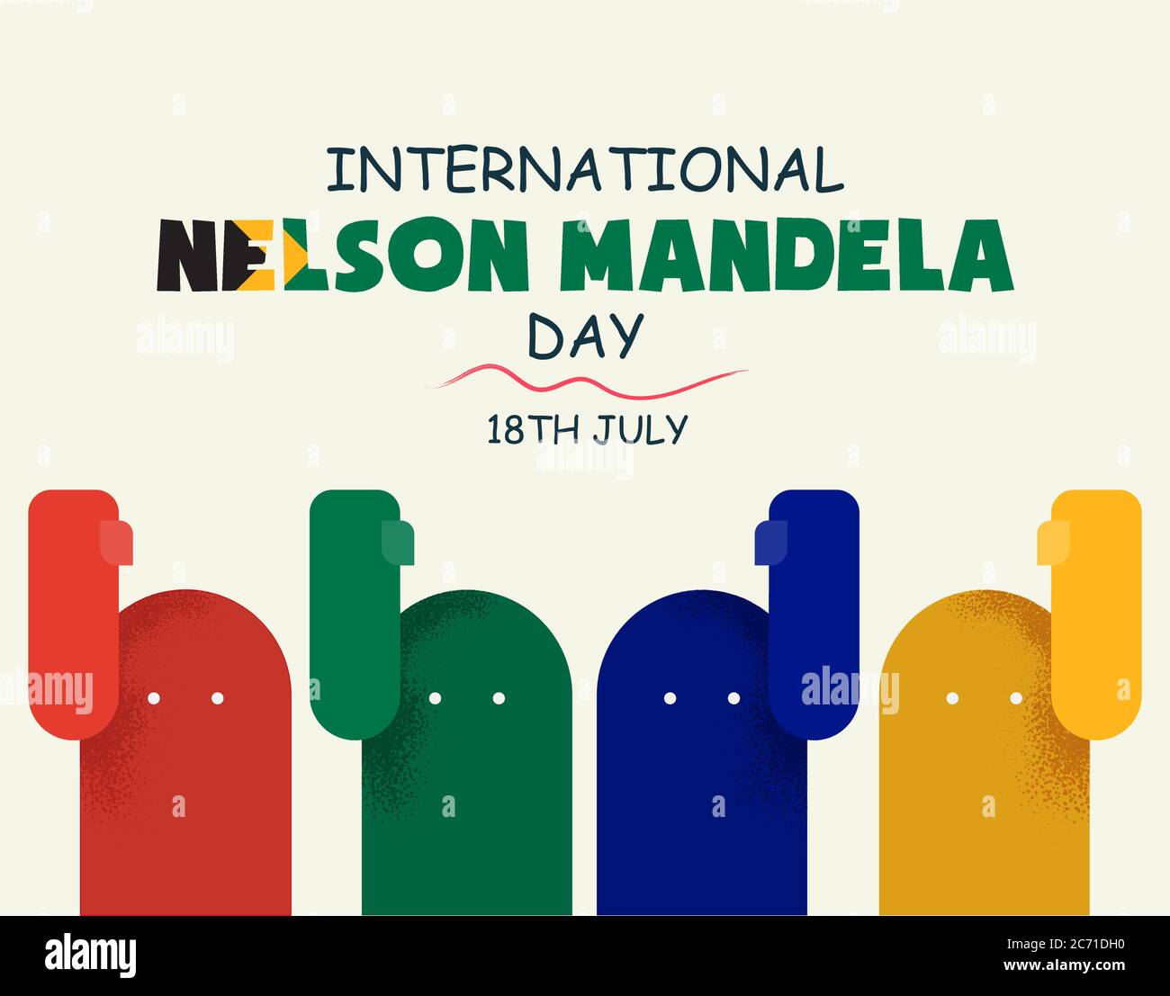 International Nelson Mandela Day, 18th July, abstract African flag color people, poster, illustration vector Stock Vector