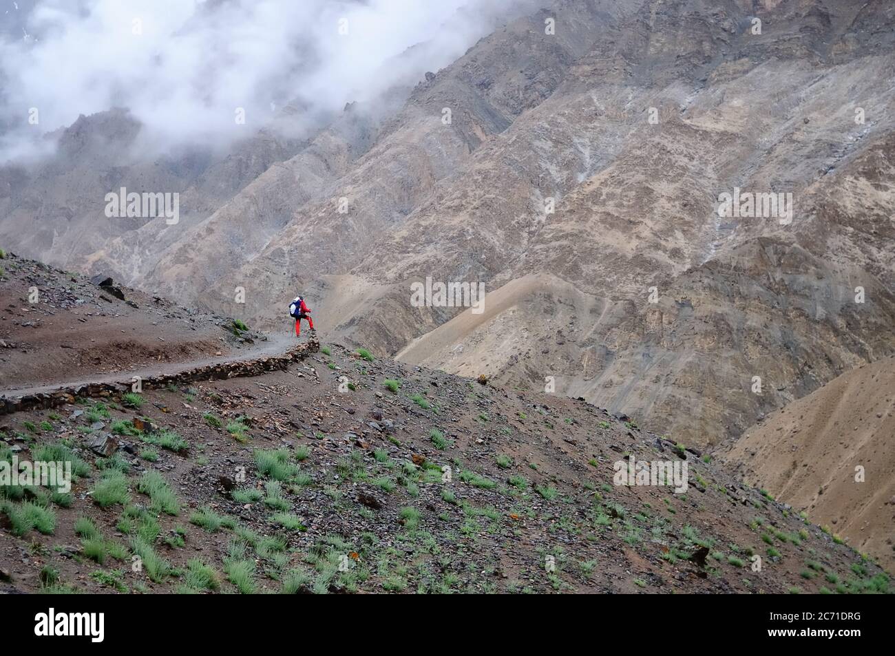 Views on the trekking  route from Wanla to Hinju, Ladakh range, India, Asia. Stock Photo