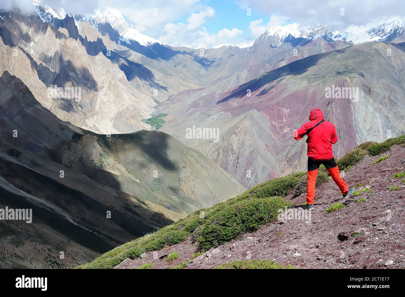 Views on the trekking  route from Wanla to Hinju, Ladakh range, India, Asia. Stock Photo