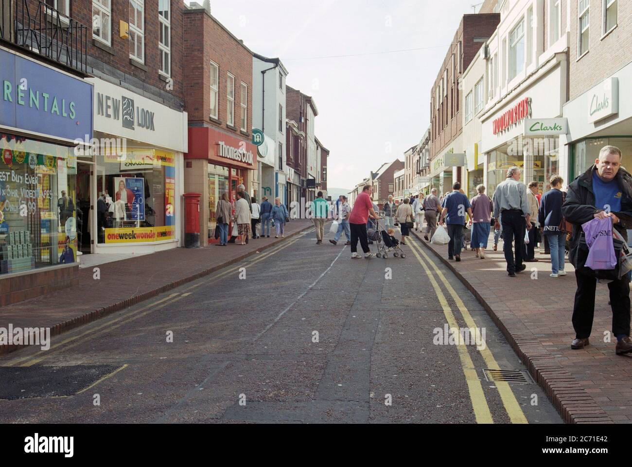 Shoppers in Macclesfield Town Centre, Cheshire, North West England, in ...