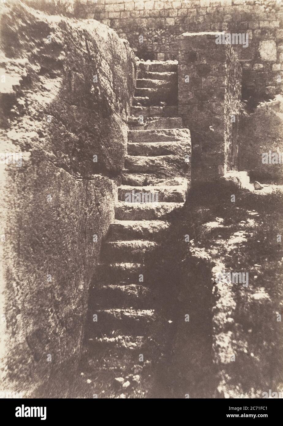 J&#xe9;rusalem, Escalier antique taill&#xe9; dans le roc, conduisant &#xe0; l'ancienne Porte du Fumier, 1854. Stock Photo