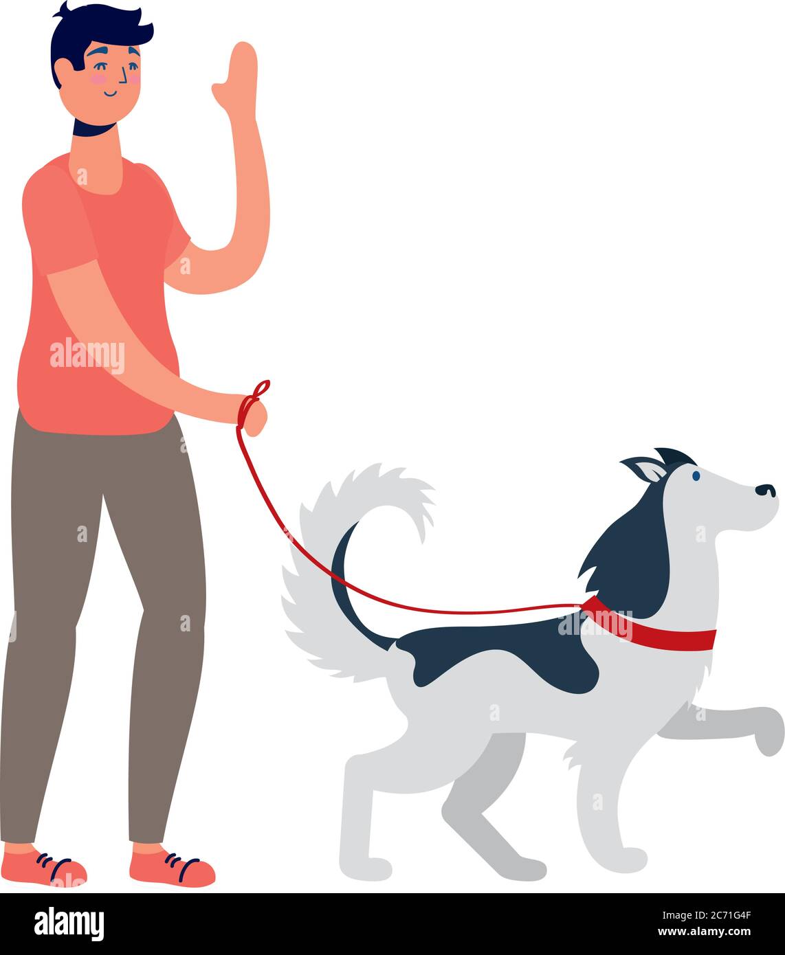young man walking with dog mascot vector illustration design Stock ...