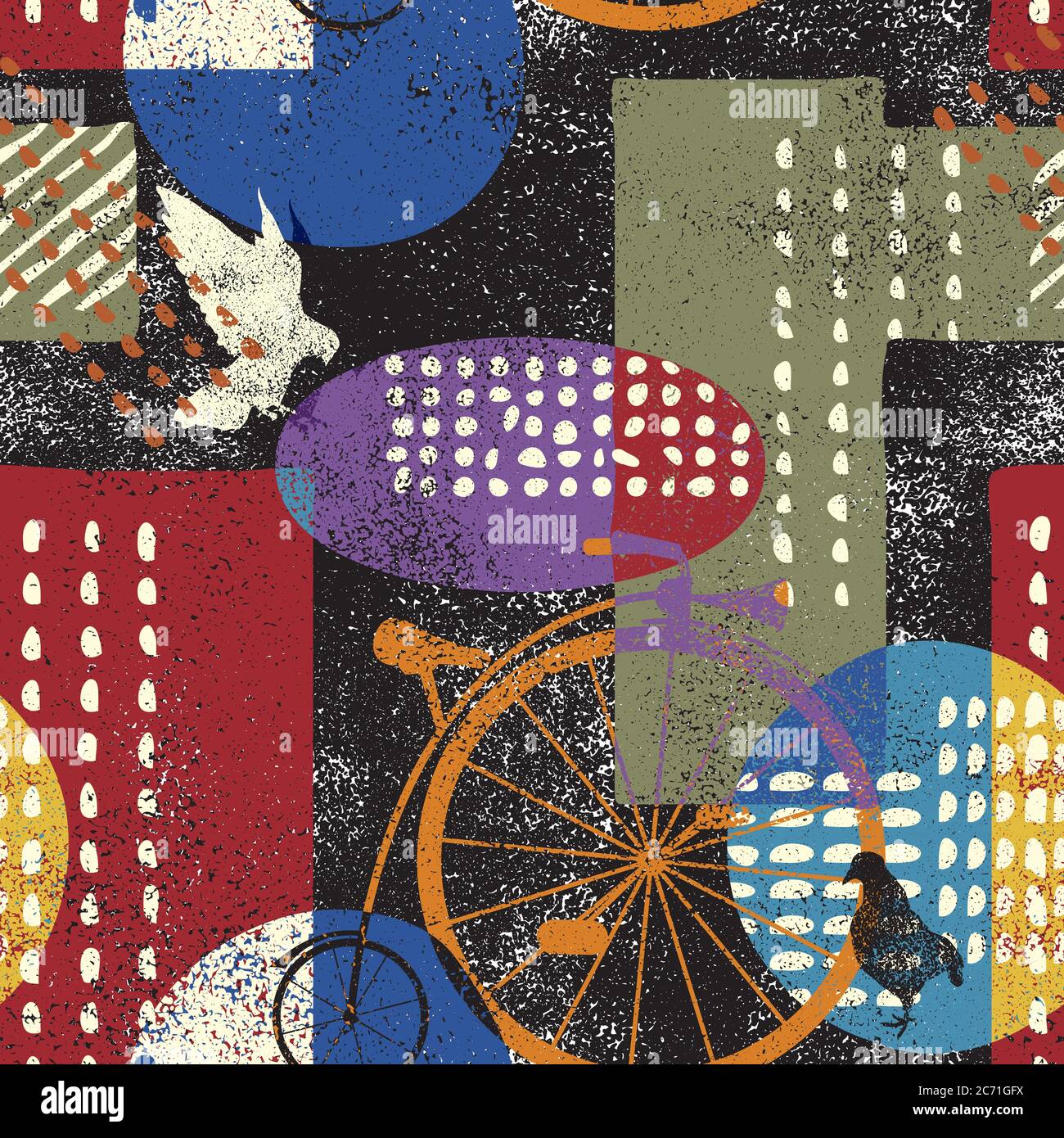 City grunge abstract, seamless vector pattern. Stock Vector