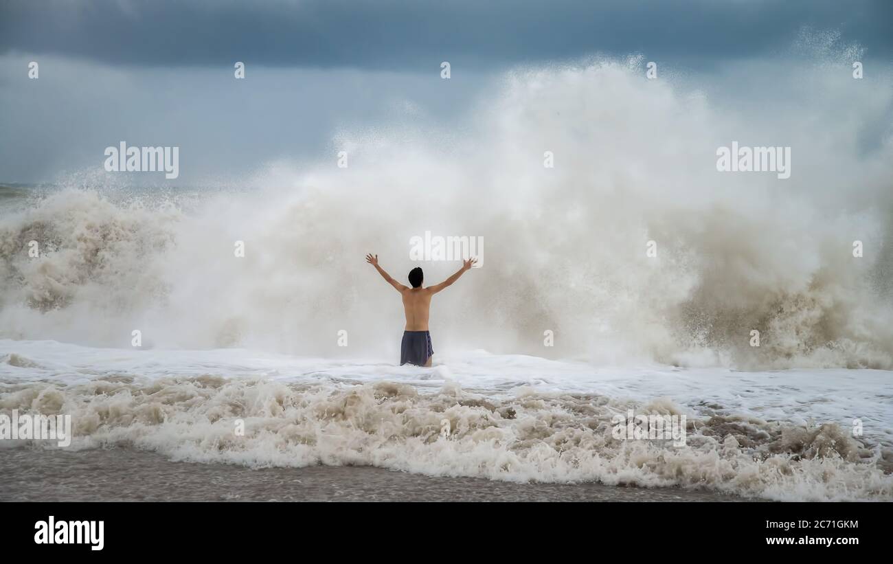 Antalya Turkey October 17, 2013 Young man standing against the sea