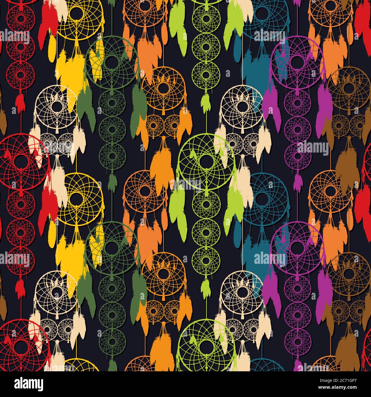 Vector dreamcatcher pattern in colors Stock Vector
