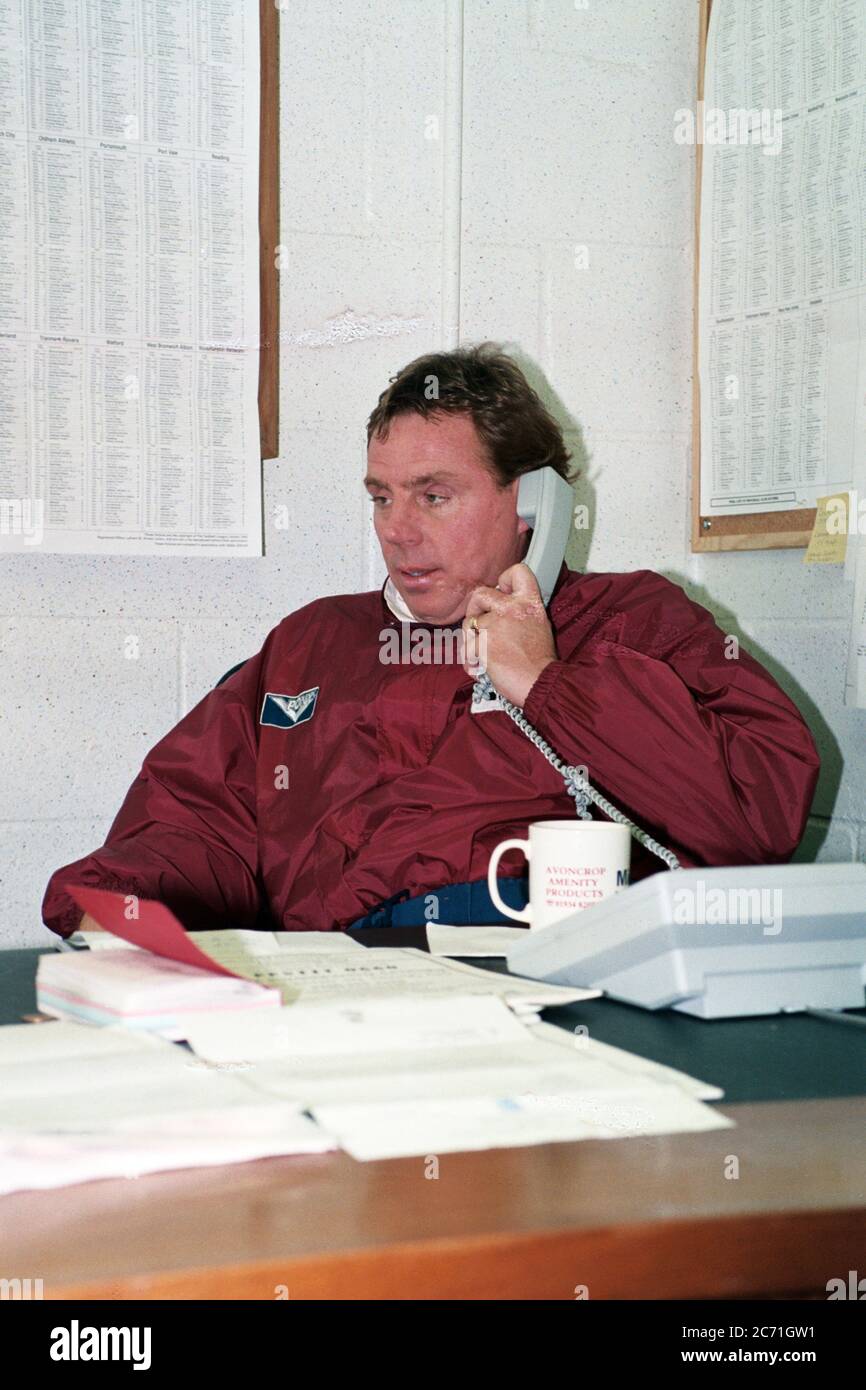 Harry Redknapp manager of West Ham United in his office at the Chadwell Heath training ground in 1997 Stock Photo