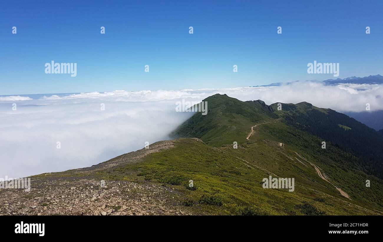 Karadeniz Rize Turkey Rize, Turkey - July 2017: Sea of clouds over mountains in Blacksea ...
