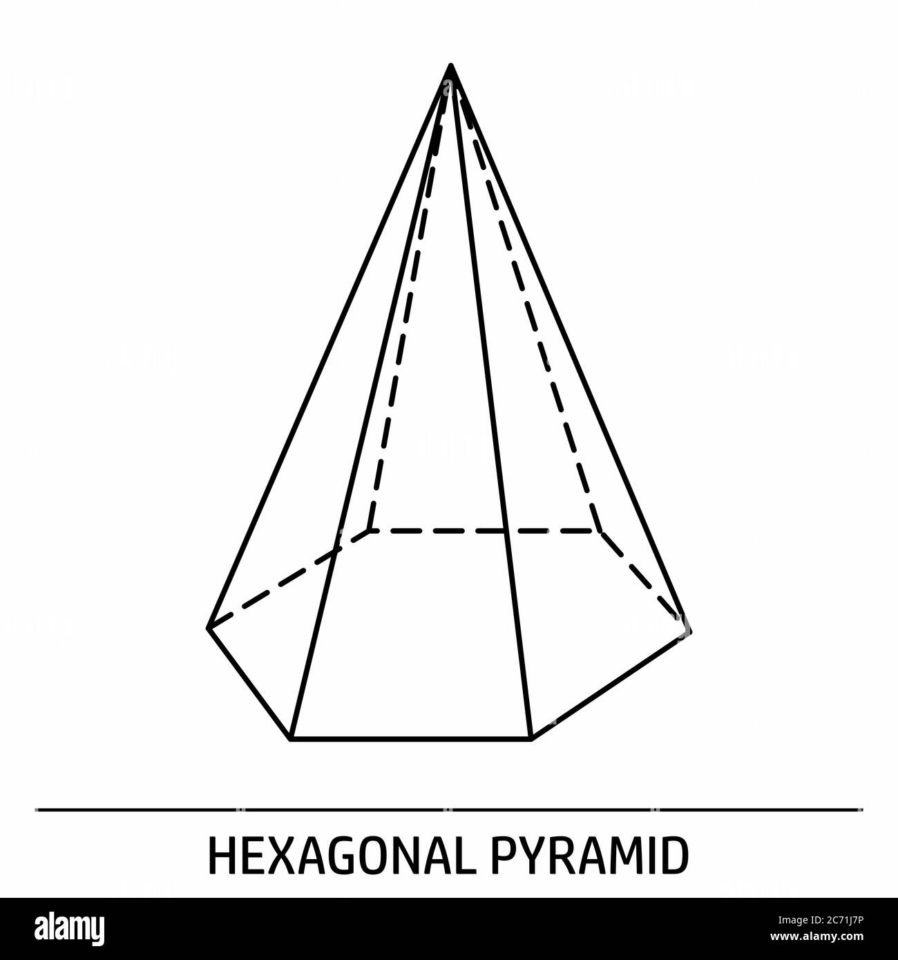 Hexagonal Pyramid outline icon Stock Vector