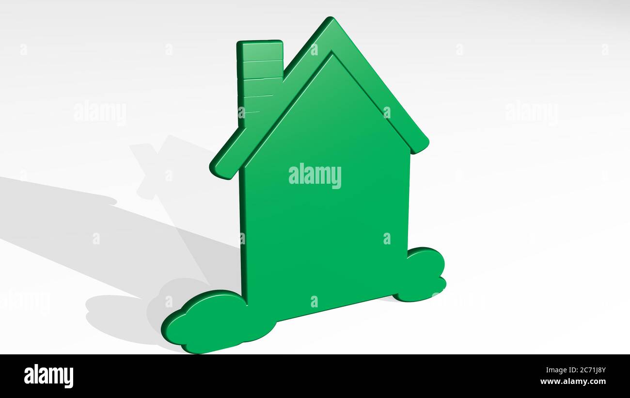 SIMPLE HOUSE from a perspective with the shadow. A thick sculpture made ...