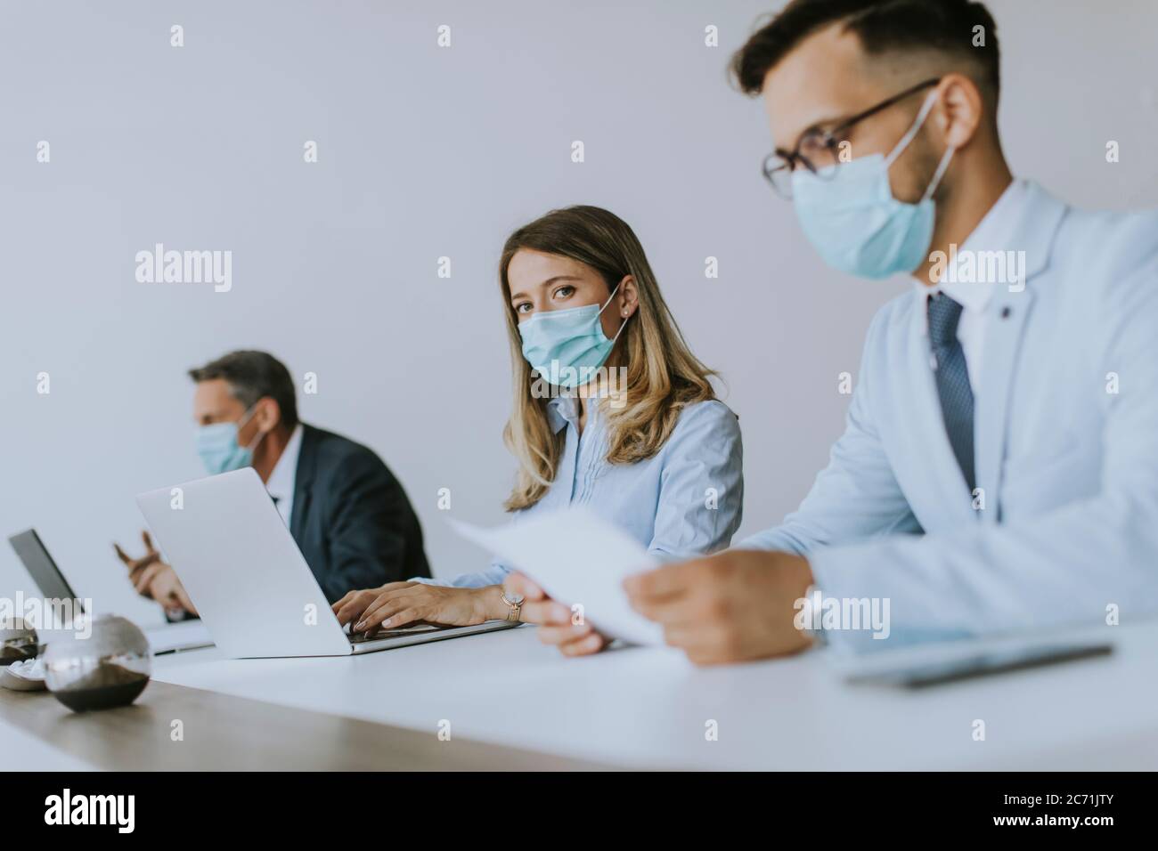 Group of business people have a meeting and working in the office and ...