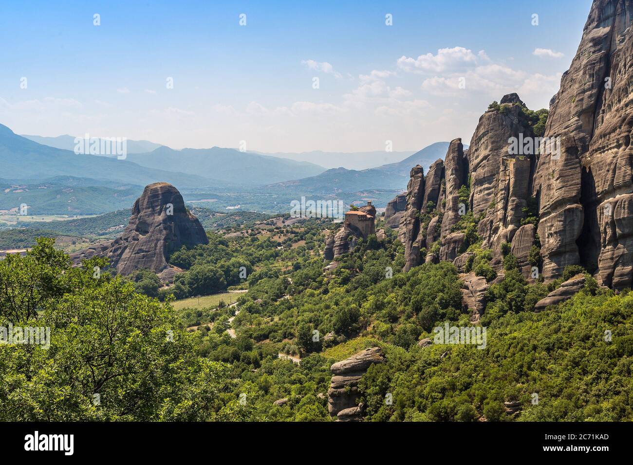 Monasteries on the top of rock in a summer day in Meteora, Greece Stock ...