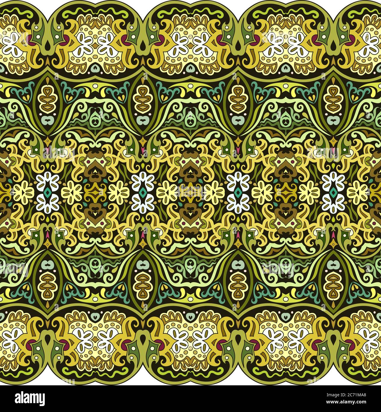 Abstract ethnic nature tile stripe seamless border Stock Vector Image ...