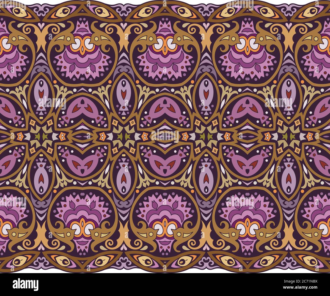 Abstract ethnic nature tile stripe seamless border Stock Vector Image ...
