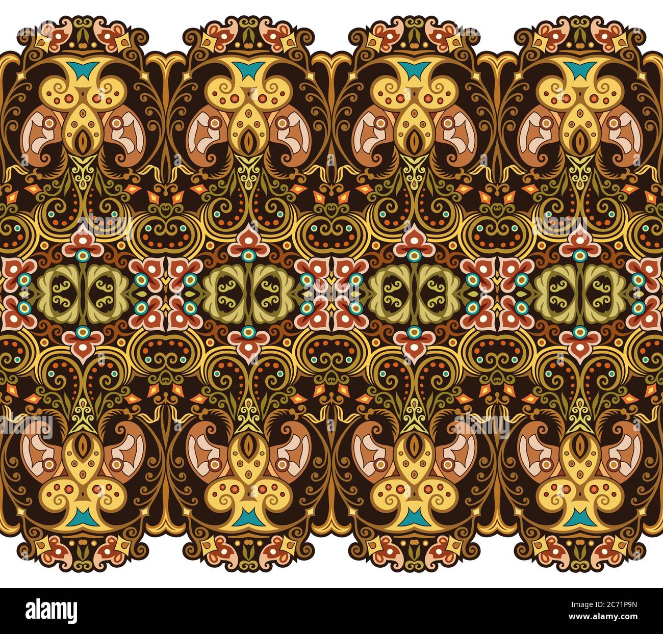 Abstract ethnic nature tile stripe seamless border Stock Vector Image ...