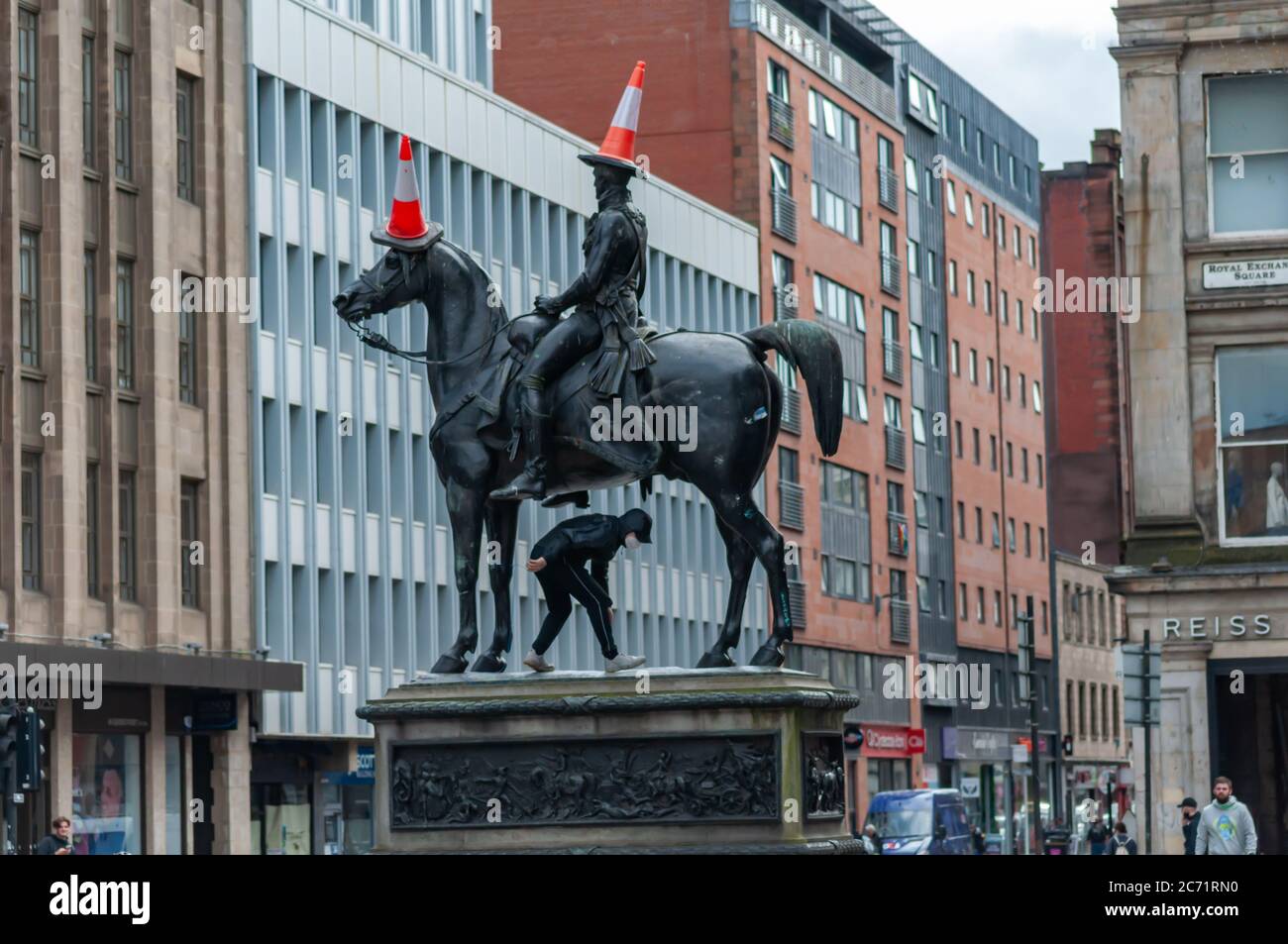wallpapers Duke Of Wellington Statue Glasgow Face Mask https www alamy com glasgow scotland uk 13thjuly 2020 a young man wearing a face mask climbs up the side of the duke of wellington statue to place three traffic cones on the duke and his horse copenhagen credit skullyalamy live news image365760892 html