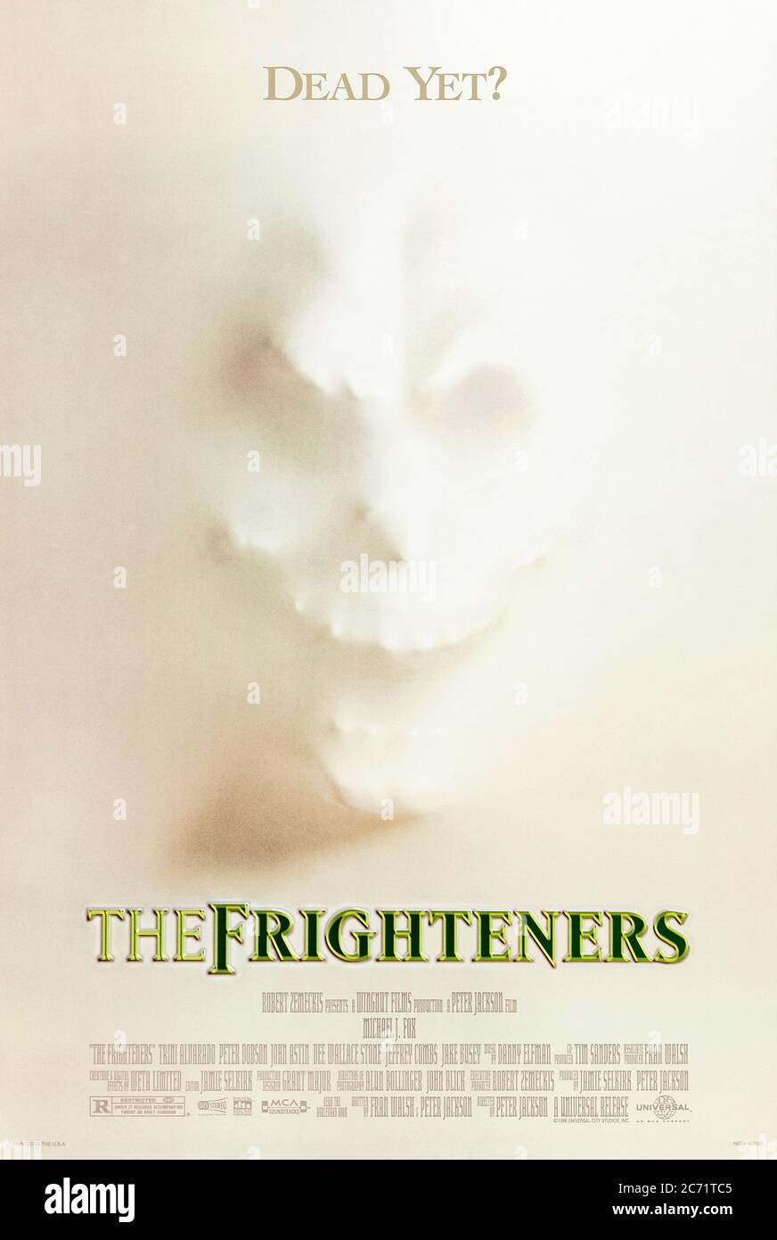 The Frighteners (1996) directed by Peter Jackson and starring A recently widowed man develops the ability to communicate with the dead and uses it to con people in to believing they are haunted. Stock Photo