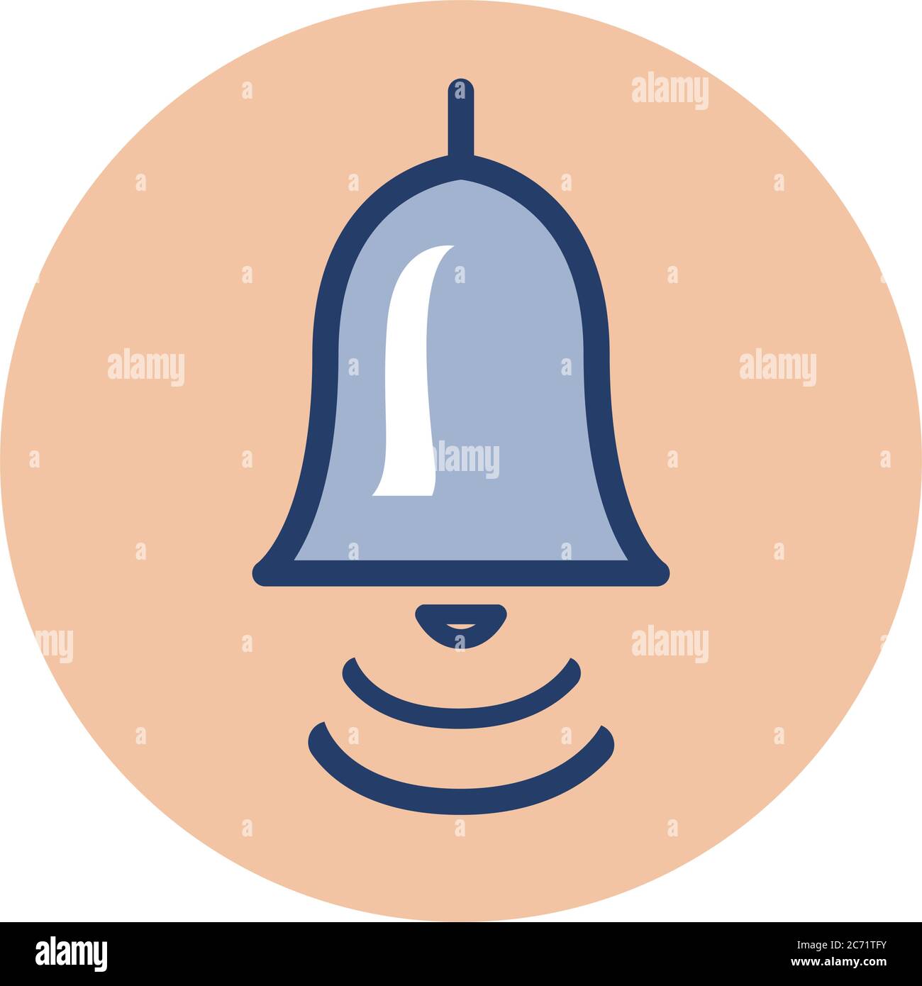 Color icon with a bell. Stock Vector