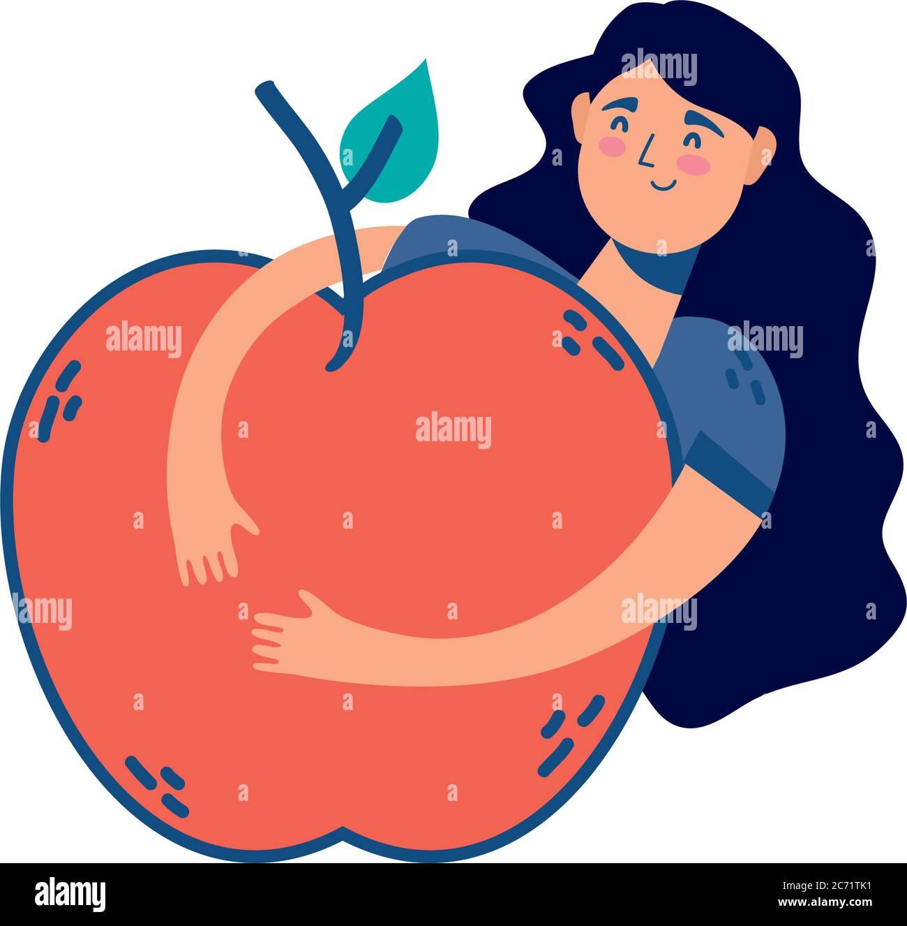young woman female with apple fruit vector illustration design Stock Vector