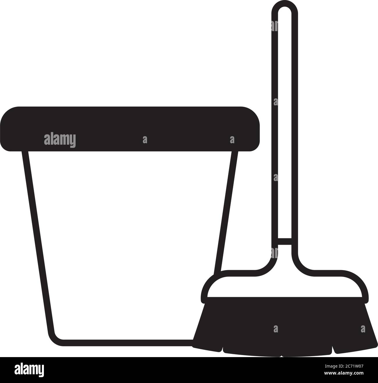 bucket and brush lineal style icon design, Cleaning service wash home ...