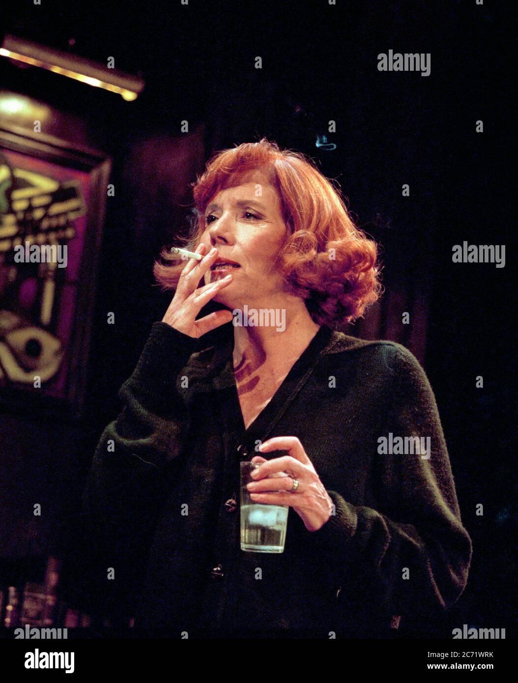 Diana Rigg (Martha) in WHO'S AFRAID OF VIRGINIA WOOLF? by Edward Albee at  the Almeida Theatre, London N1 11/09/1996 design: John Napier lighting:  Jenny Kagan director: Howard Davies Stock Photo