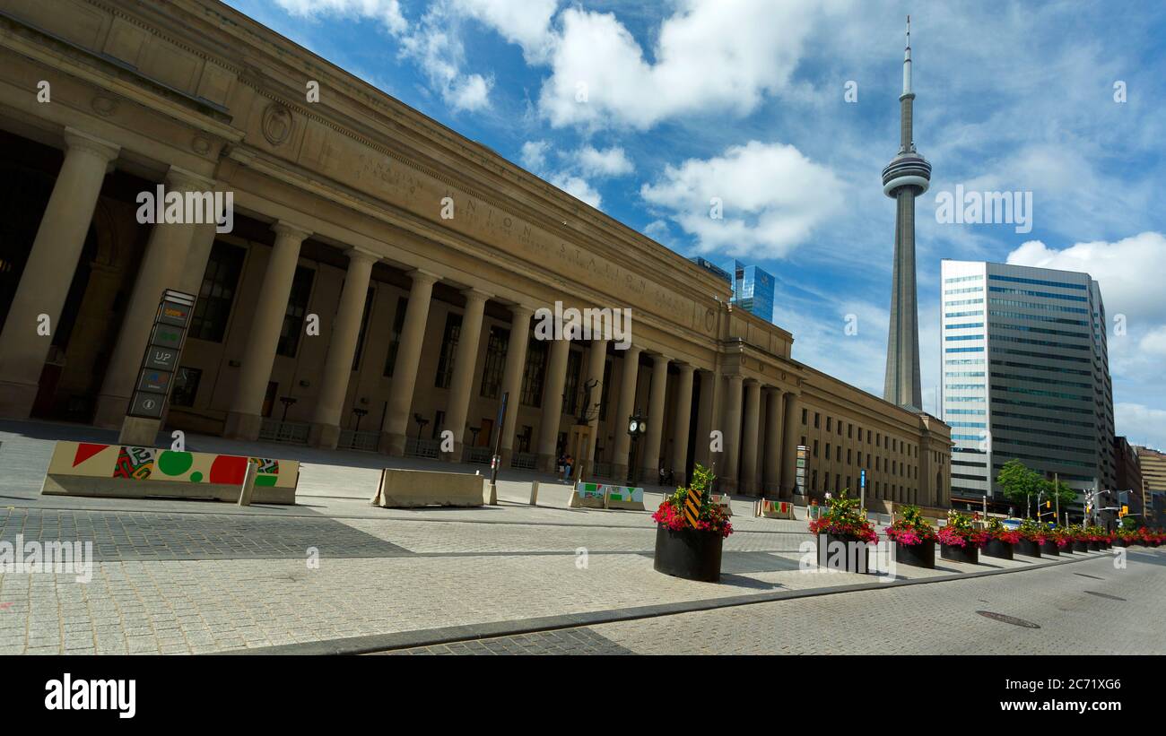 View of CN Tower and Union Station Front Street Toronto Ontario Canada ...