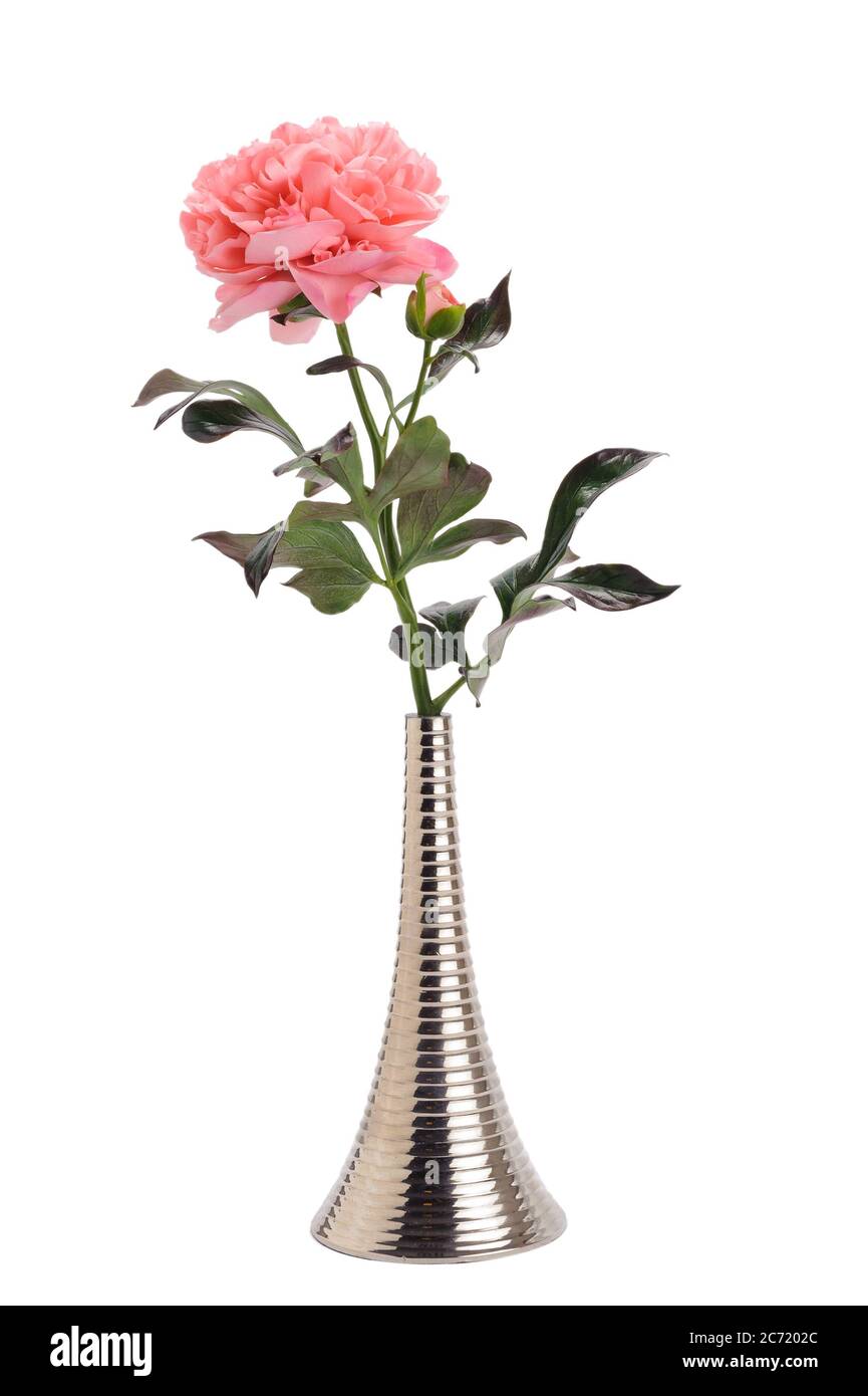 Floral arrangement in vintage metal vase Stock Photo Alamy