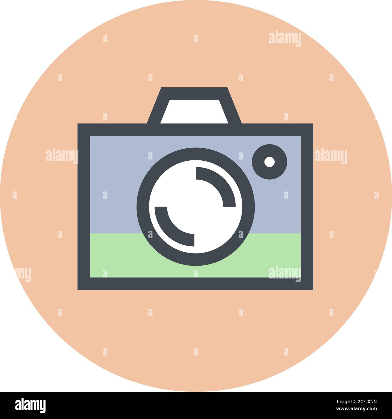 Color icon with a camera. Stock Vector