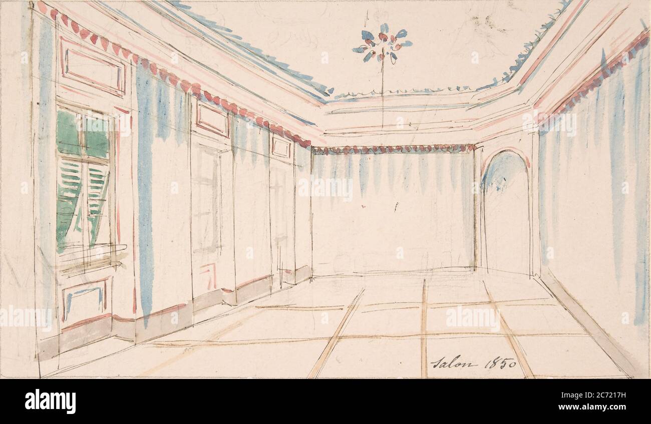 Drawing of an Interior: Salon, 1850 Stock Photo - Alamy