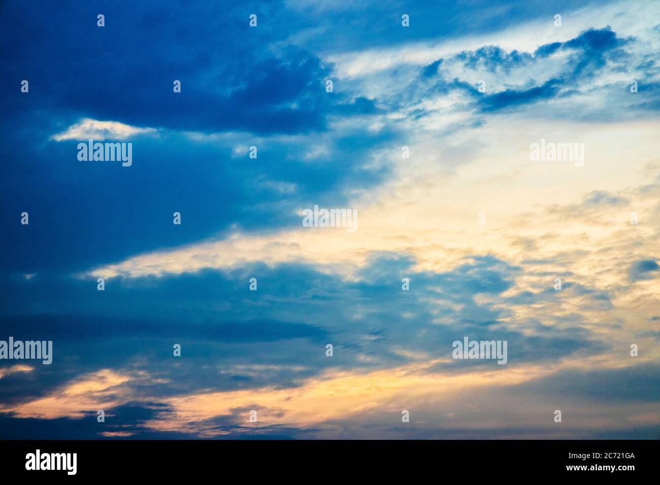 A beautiful sunset sky developing at the end of a summer's day. Stock Photo