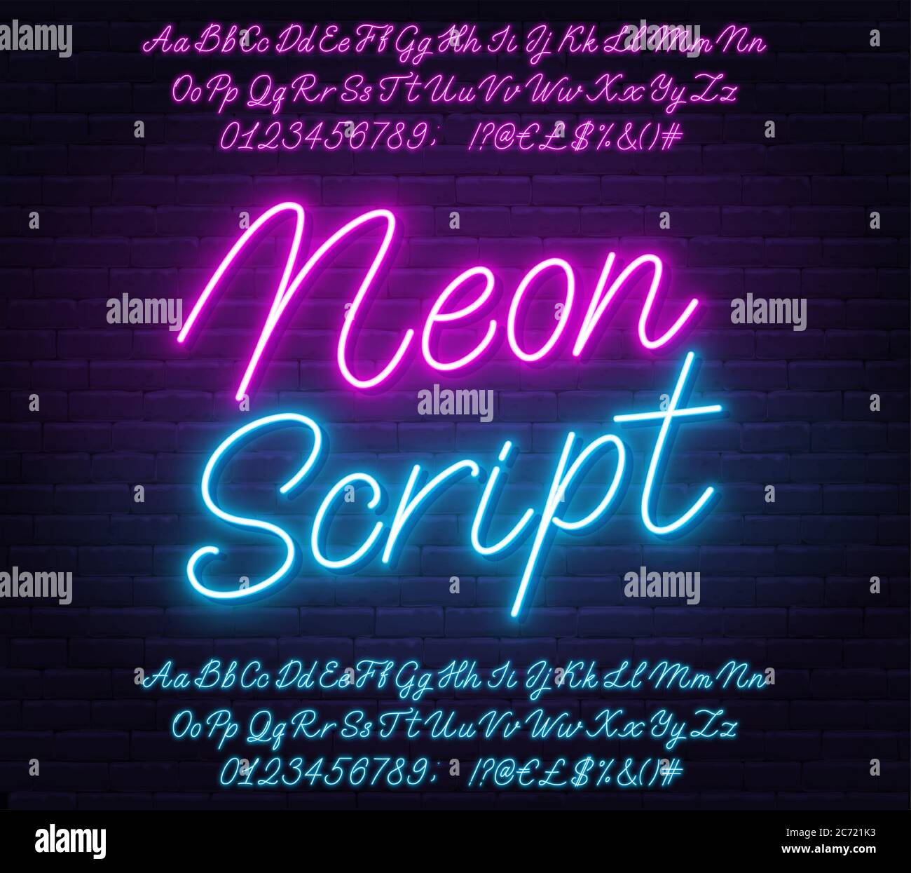 Neon Glow Effect Alphabet PNG Clip Art Letters Script Font 