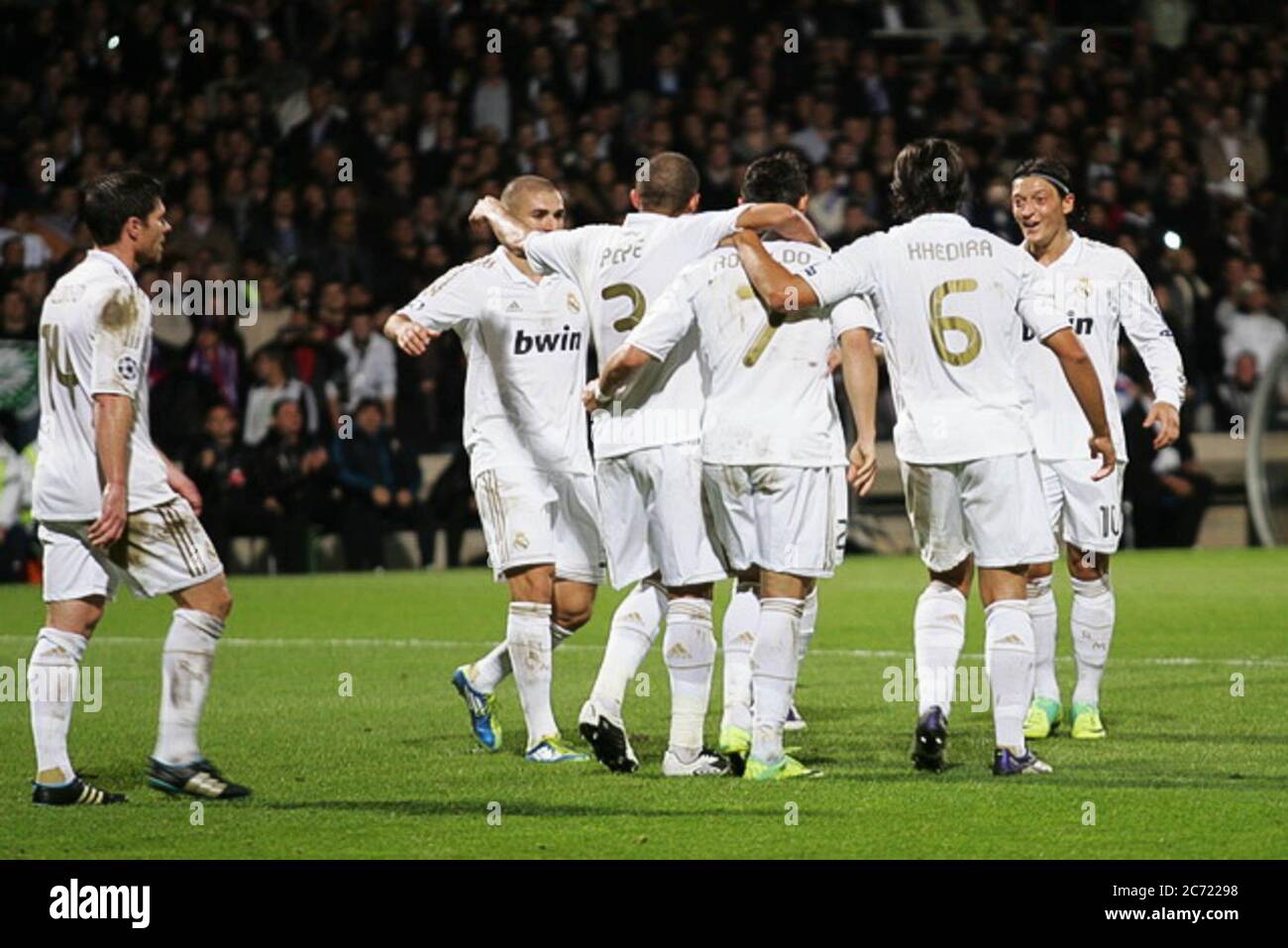 Célébration Goal Cristiano Ronaldo during the Champion League 2011 - 2012  ,Olympique Lyonnais - Real Madrid on November 02 2011 in Lyon France -  Photo Laurent Lairys / DPPI Stock Photo - Alamy