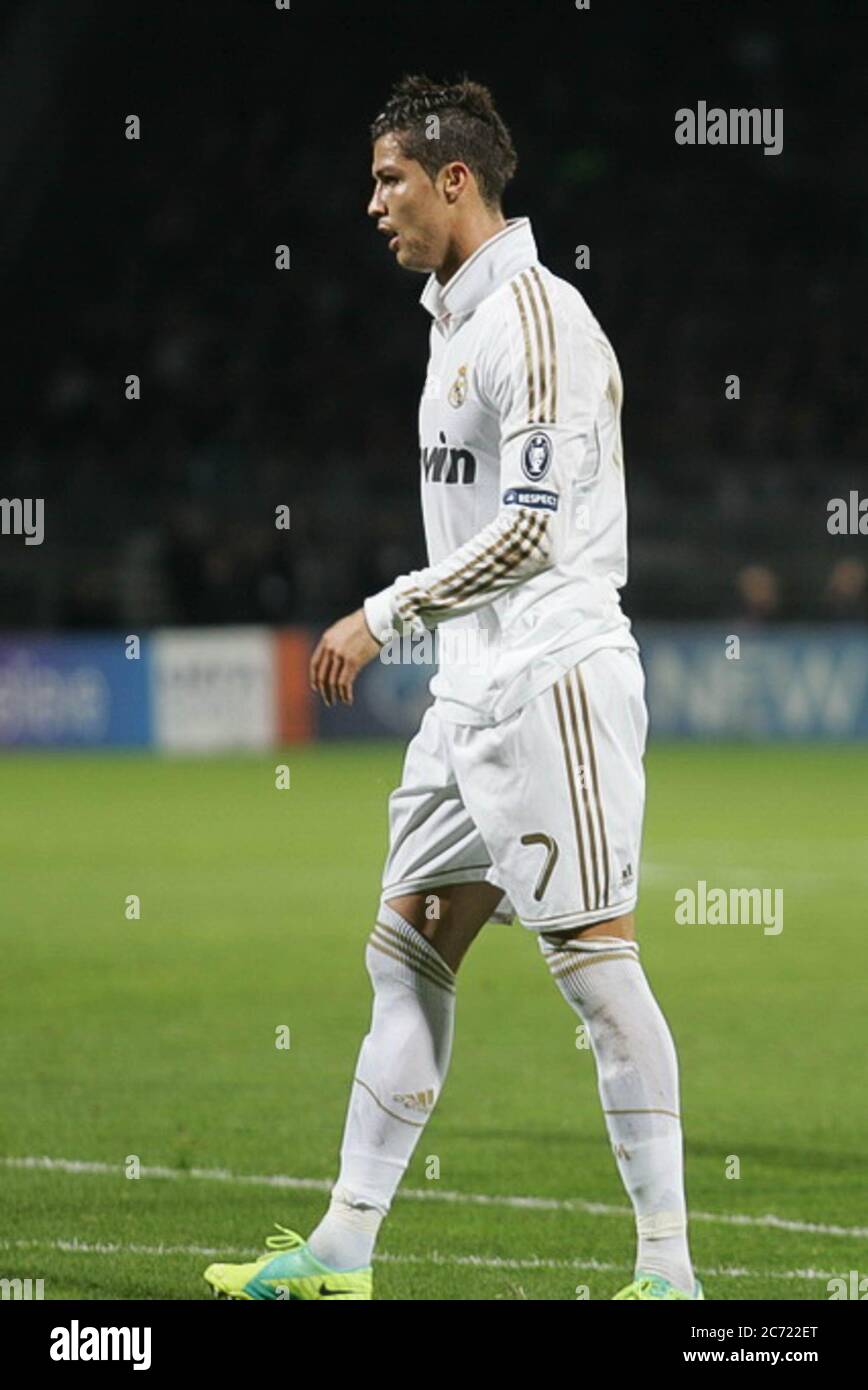Cristiano Ronaldo during the Champion League 2011 - 2012 ,Olympique  Lyonnais - Real Madrid on November 02 2011 in Lyon France - Photo Laurent  Lairys / DPPI Stock Photo - Alamy