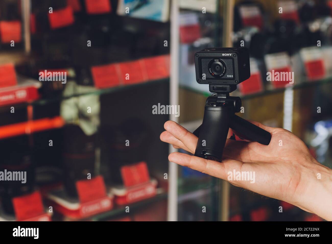 Ufa, Russia, 3 January, 2020: The Sony RX0 II ultra-compact camera offers  internal 4K 30p recording and a flip-up LCD screen Stock Photo - Alamy