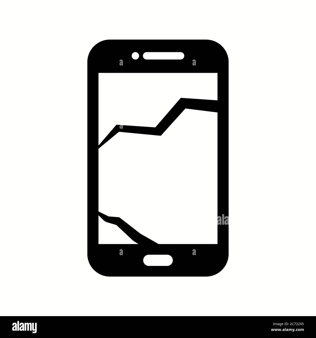 Unique Broken Cell Phone Vector Glyph Icon Stock Vector