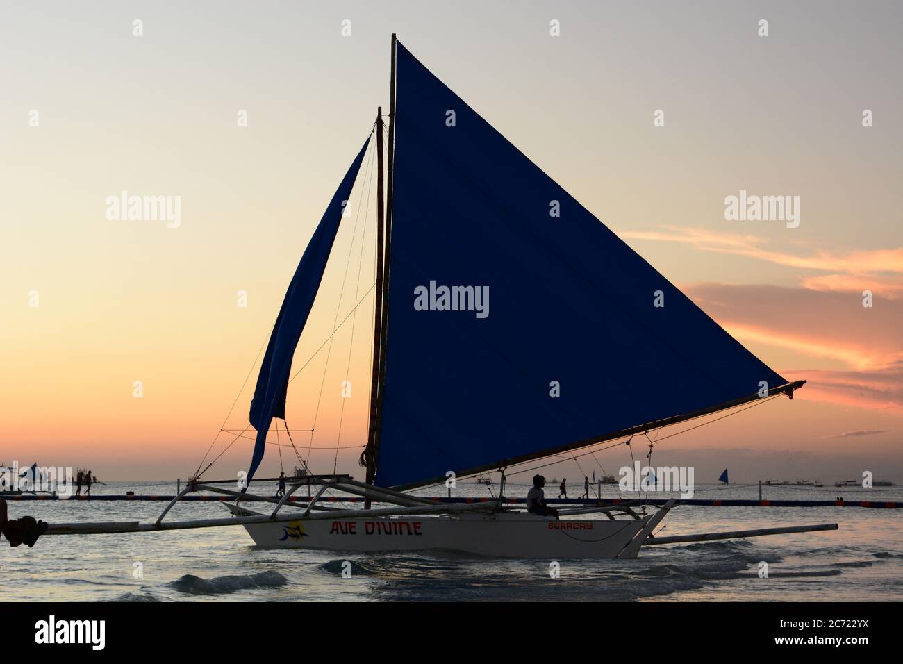 Paraw, the traditional filipino sailing boat. White Beach. Boracay