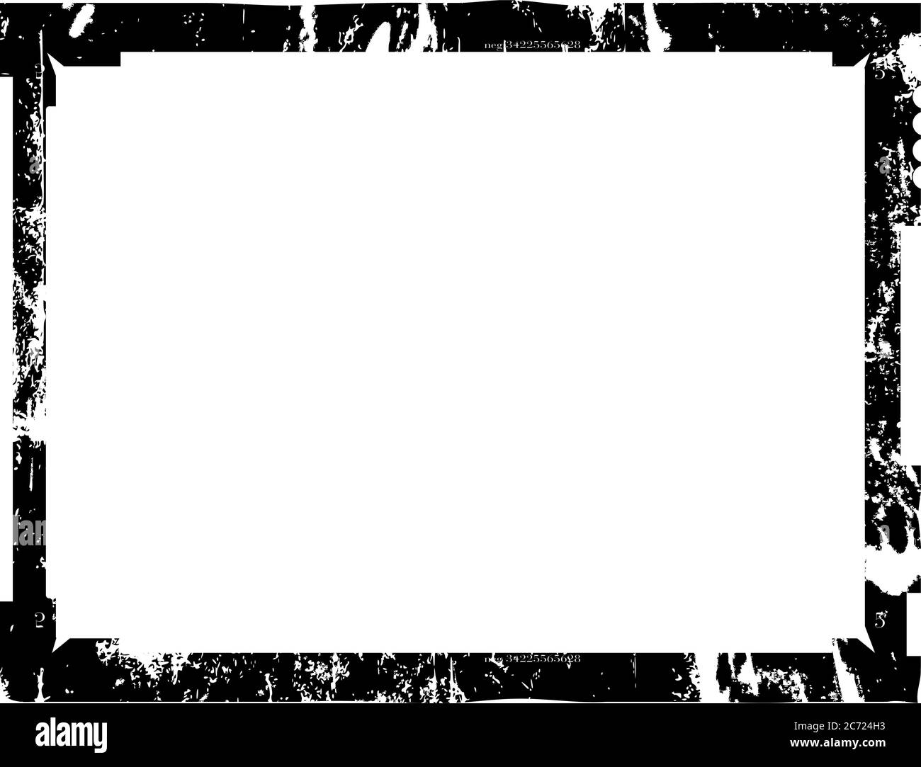Empty frame of photographic analog film, camera film, grungy photo frame, free space for pix, vector Stock Photo